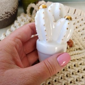 Ceramic cactus white and gold 3 cacti in pot